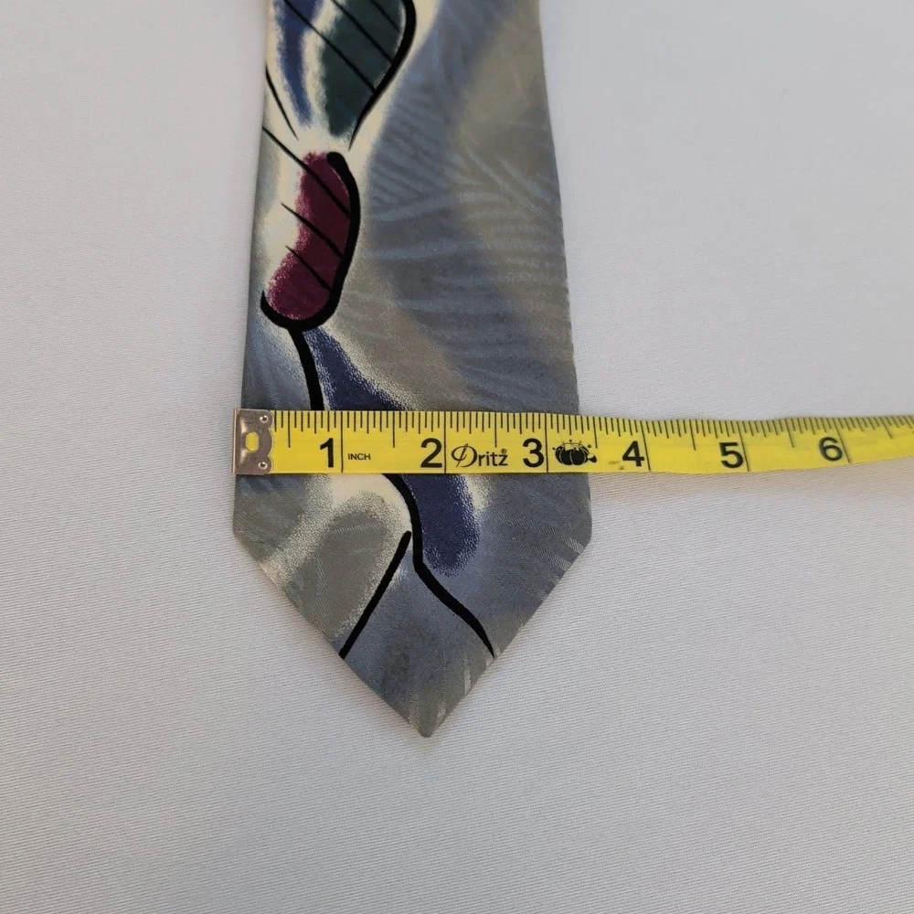 Wembley Starshine Prints Mens Neck Tie Grey Silver Blue